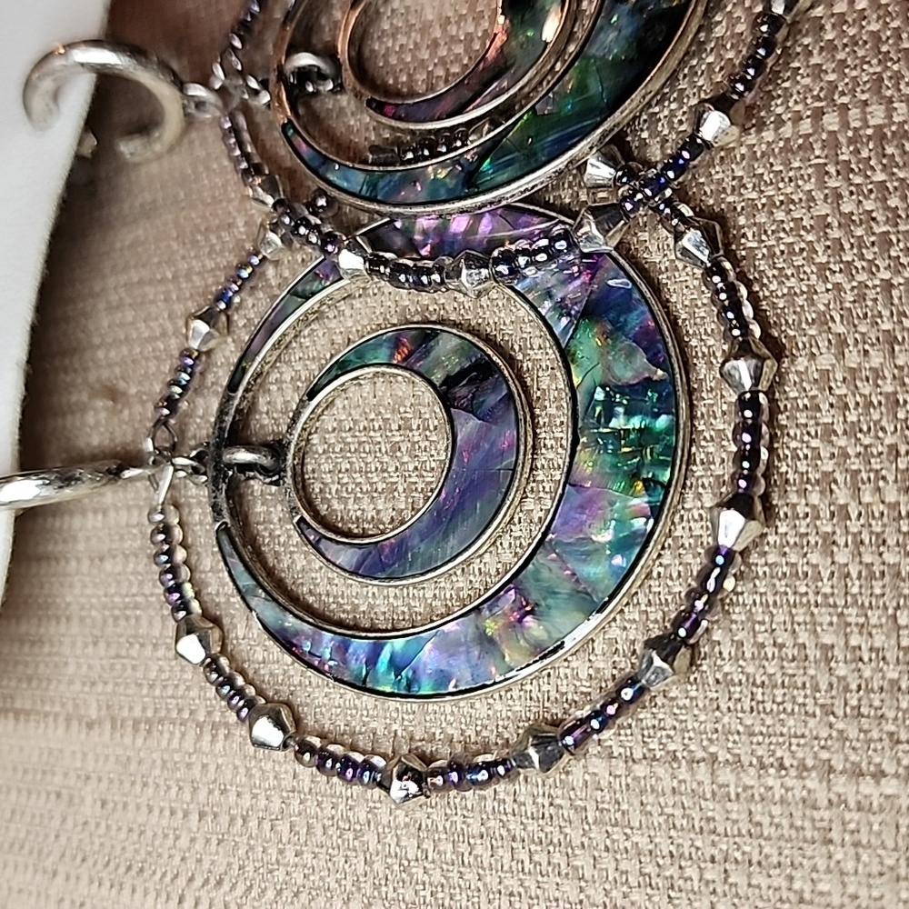 Free People Iridescent Abalone Hoop Drop Earrings - Picture 4 of 11